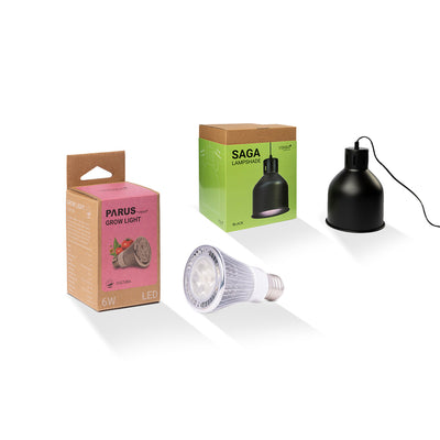 E27 Pflanzenlampe “cultura” mit dem SAGA Lampenschirm im Vorteilspaket