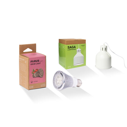 E27 Pflanzenlampe “cultura” mit dem SAGA Lampenschirm im Vorteilspaket