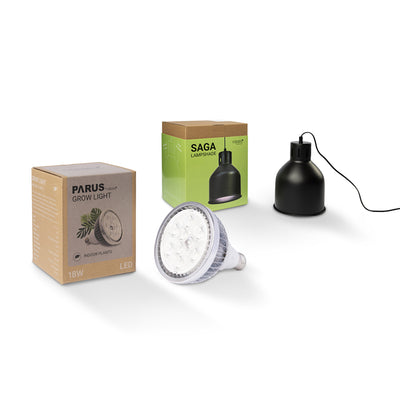 E27 Pflanzenlampe “indoor plants” mit dem SAGA Lampenschirm im Vorteilspaket
