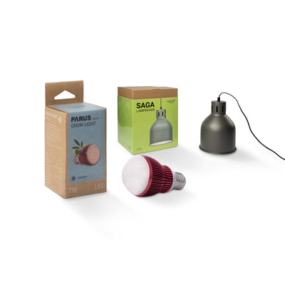 E27 Pflanzenlampe “winter” mit dem SAGA Lampenschirm im Vorteilspaket