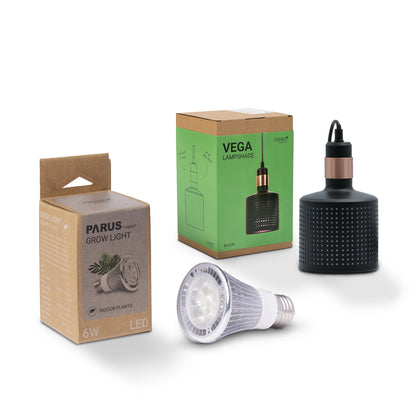 6W E27 Pflanzenlampe “indoor plants” mit dem VEGA Lampenschirm im Vorteilspaket